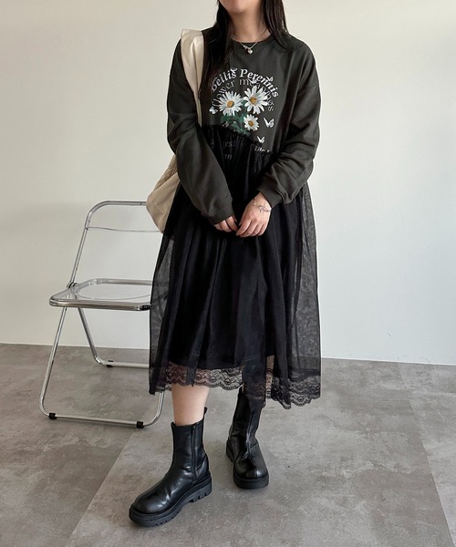 セール】チュール×スウェットワンピース【ZOZOTOWN限定アイテム