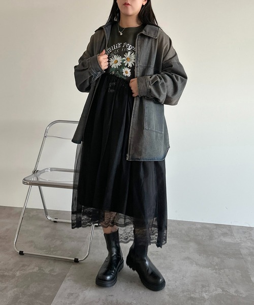 apres jour mignon(アプレジュールミニョン)の「チュール×スウェットワンピース【ZOZOTOWN限定アイテム】(ワンピース・レディース・ブラック/ブラック系その他・MEDIUM/SMALL/X-LARGE)」の5枚目の写真