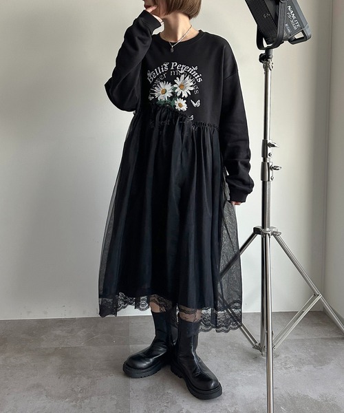 apres jour mignon(アプレジュールミニョン)の「チュール×スウェットワンピース【ZOZOTOWN限定アイテム】(ワンピース・レディース・ブラック/ブラック系その他・MEDIUM/SMALL/X-LARGE)」の18枚目の写真
