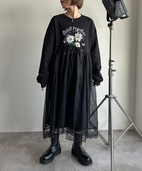apres jour mignon(アプレジュールミニョン)の「チュール×スウェットワンピース【ZOZOTOWN限定アイテム】(ワンピース・レディース・ブラック/ブラック系その他・MEDIUM/SMALL/X-LARGE)」の17枚目の写真