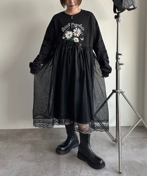 セール】チュール×スウェットワンピース【ZOZOTOWN限定アイテム