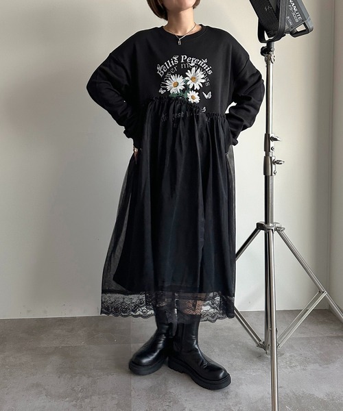 セール】チュール×スウェットワンピース【ZOZOTOWN限定アイテム