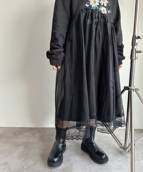 apres jour mignon(アプレジュールミニョン)の「チュール×スウェットワンピース【ZOZOTOWN限定アイテム】(ワンピース・レディース・ブラック/ブラック系その他・MEDIUM/SMALL/X-LARGE)」の20枚目の写真