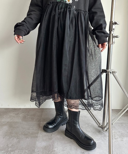 apres jour mignon(アプレジュールミニョン)の「チュール×スウェットワンピース【ZOZOTOWN限定アイテム】(ワンピース・レディース・ブラック/ブラック系その他・MEDIUM/SMALL/X-LARGE)」の19枚目の写真