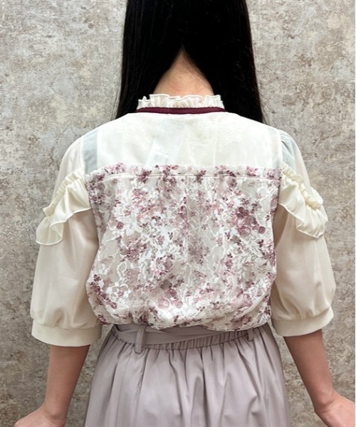 美品 クラシカルビスチェ風トップス axes femme アクシーズファム axes femme（アクシーズファム）の「フルールPTジップ付