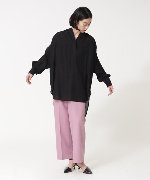 GALLEST(ギャレスト)の「◆ボリュームバンドシャツ(チュニック・レディース・オフホワイト/ブラック/グリーン・38)」の20枚目の写真