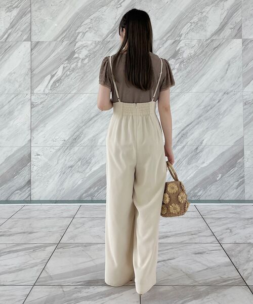 couture brooch(クチュールブローチ)の「◆【マシンウォッシャブル/肩紐調節可能】キャミロンパース(サロペット/オーバーオール・レディース・アイボリー/ブラック/ブラウン系・36/38/40/42)」の10枚目の写真