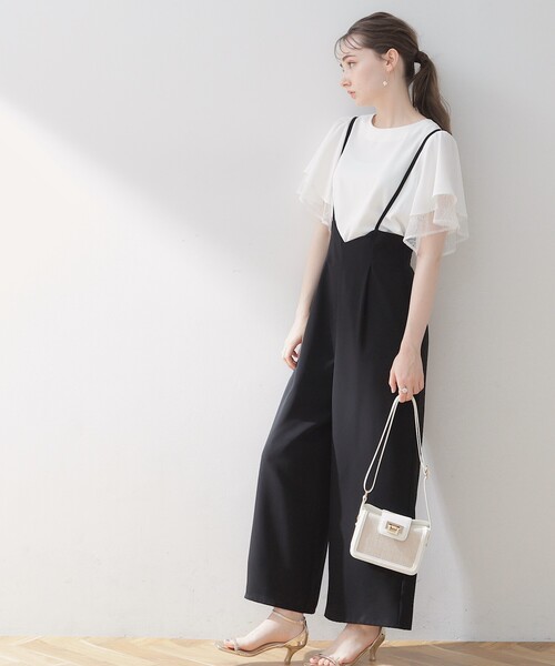 couture brooch(クチュールブローチ)の「◆【マシンウォッシャブル/肩紐調節可能】キャミロンパース(サロペット/オーバーオール・レディース・アイボリー/ブラック/ブラウン系・36/38/40/42)」の18枚目の写真