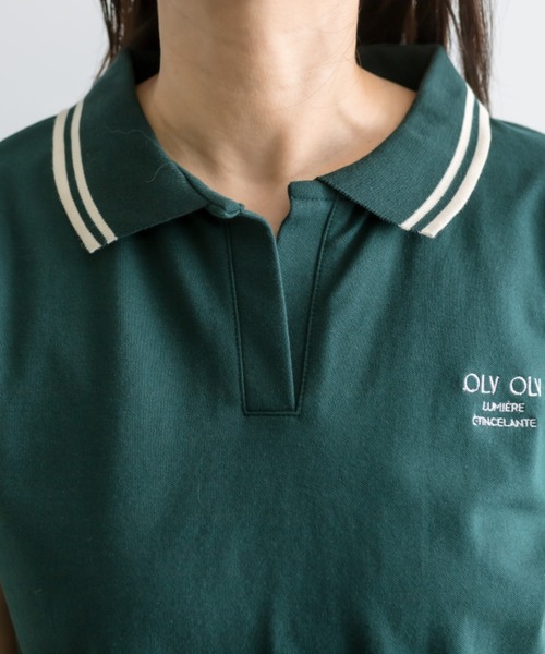 OLIVE des OLIVE（オリーブデオリーブ）の「衿ラインスキッパー　1041060660（Tシャツ/カットソー・レディース・オフホワイト/ネイビー/グリーン/アイボリー・FREE）」の8枚目の写真