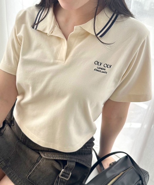 OLIVE des OLIVE（オリーブデオリーブ）の「衿ラインスキッパー　1041060660（Tシャツ/カットソー・レディース・オフホワイト/ネイビー/グリーン/アイボリー・FREE）」の13枚目の写真