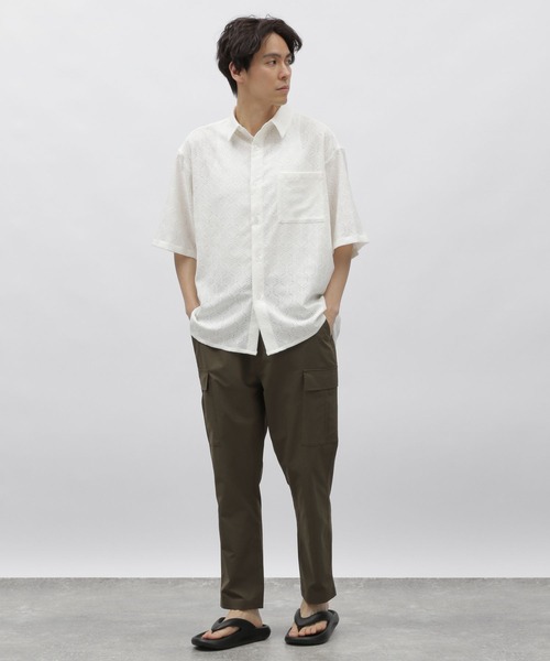 LAKOLE（ラコレ）の「透かしレースシャツ半袖 / 111300（シャツ/ブラウス・メンズ・ホワイト/ロイヤルブルー/ブラック/ブラウン・LARGE/MEDIUM/X-LARGE）」の5枚目の写真