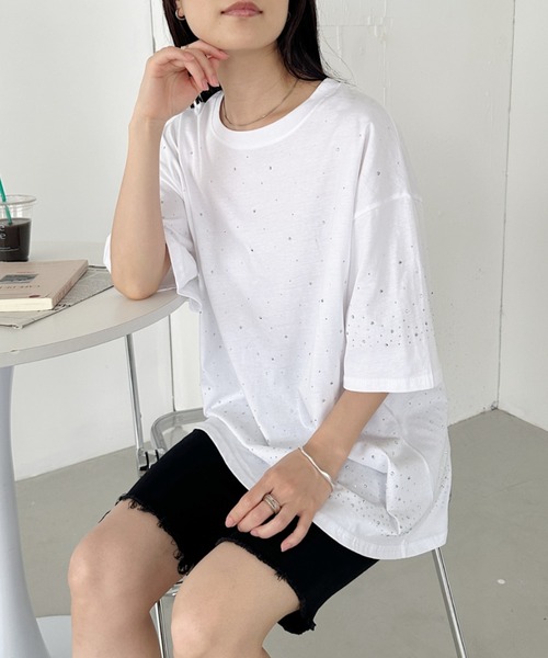 セール】ランダムラインストーンBIG半袖Tシャツ（Tシャツ/カットソー