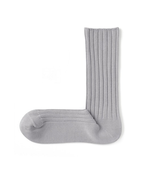 無印良品（ムジルシリョウヒン）の「紳士　光沢感のある綿糸で編んだ　足なり直角　厚手靴下（ソックス/靴下・メンズ・レッド/オフホワイト/パープル/ライトブルー/ブラック/ライトイエロー/キャメル/グリーン/ブルー/ライトグレー系・25-27CM）」の4枚目の写真
