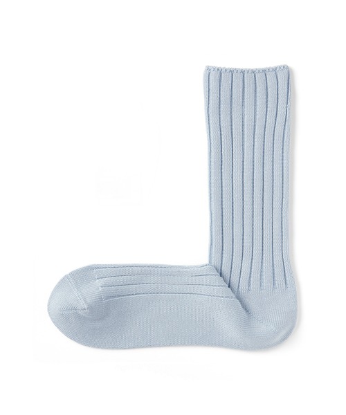 無印良品（ムジルシリョウヒン）の「紳士　光沢感のある綿糸で編んだ　足なり直角　厚手靴下（ソックス/靴下・メンズ・レッド/オフホワイト/パープル/ライトブルー/ブラック/ライトイエロー/キャメル/グリーン/ブルー/ライトグレー系・25-27CM）」の6枚目の写真