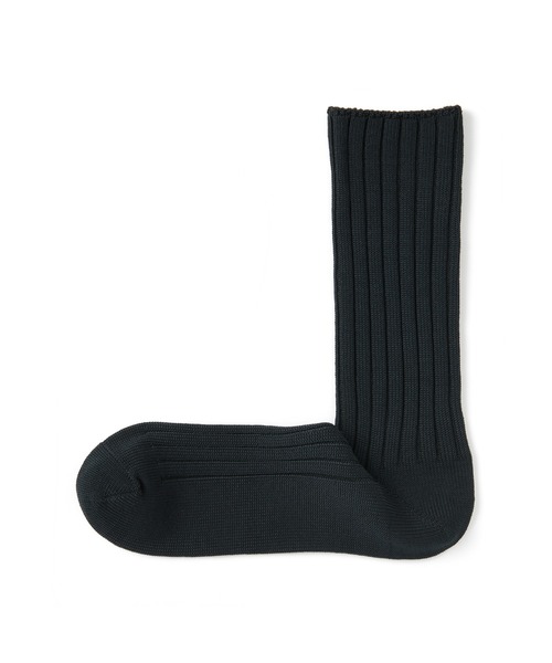 無印良品（ムジルシリョウヒン）の「紳士　光沢感のある綿糸で編んだ　足なり直角　厚手靴下（ソックス/靴下・メンズ・レッド/オフホワイト/パープル/ライトブルー/ブラック/ライトイエロー/キャメル/グリーン/ブルー/ライトグレー系・25-27CM）」の3枚目の写真