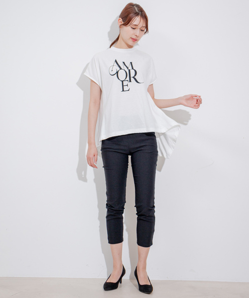 Jayro（ジャイロ）の「フロッキーロゴチュニックTシャツ（Tシャツ/カットソー・レディース・グレー系その他/ブラック/ホワイト系その他・M）」の2枚目の写真