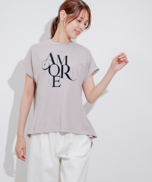 Jayro（ジャイロ）の「フロッキーロゴチュニックTシャツ（Tシャツ/カットソー・レディース・グレー系その他/ブラック/ホワイト系その他・M）」の3枚目の写真