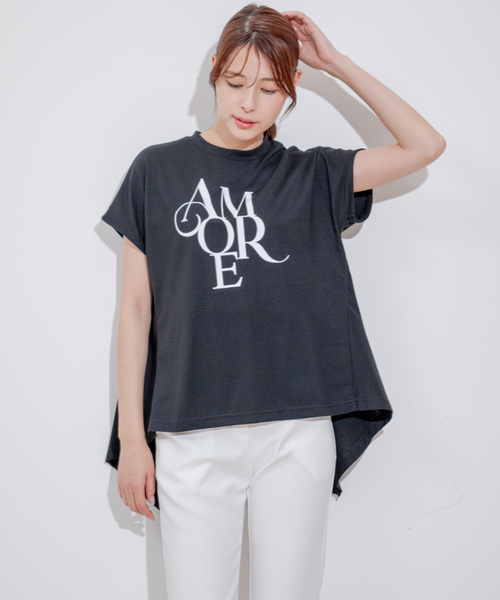 Jayro（ジャイロ）の「フロッキーロゴチュニックTシャツ（Tシャツ/カットソー・レディース・グレー系その他/ブラック/ホワイト系その他・M）」の8枚目の写真