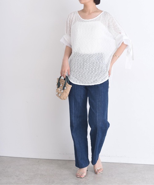 Eimee Law(エイミーロウ)の「ネップメッシュ ドルマン プルオーバー(その他トップス・レディース・ブラック/オフホワイト・38)」の18枚目の写真
