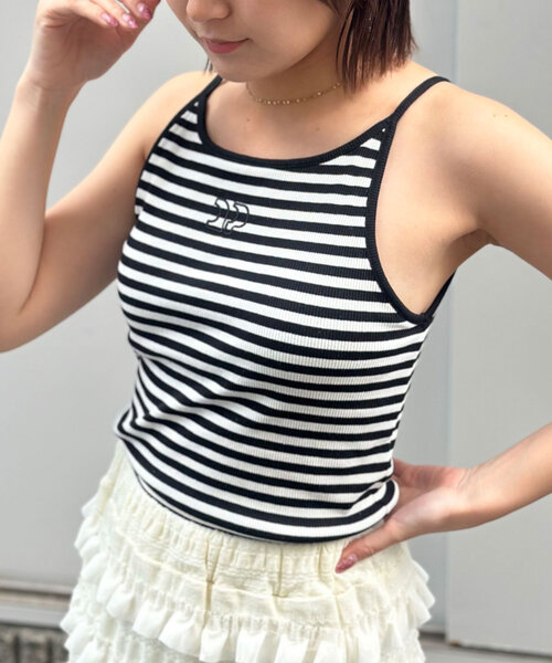 CIAOPANIC（チャオパニック）の「パイピングCPロゴリブタンクトップ（キャミソール・レディース・アイボリー/ブラック/レッド/ホワイト・ONE SIZE）」の11枚目の写真