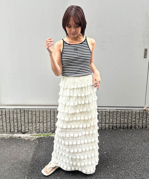 CIAOPANIC（チャオパニック）の「パイピングCPロゴリブタンクトップ（キャミソール・レディース・アイボリー/ブラック/レッド/ホワイト・ONE SIZE）」の13枚目の写真