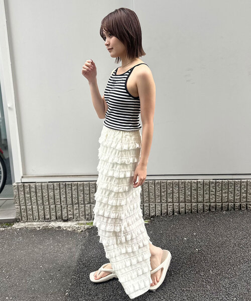 CIAOPANIC（チャオパニック）の「パイピングCPロゴリブタンクトップ（キャミソール・レディース・アイボリー/ブラック/レッド/ホワイト・ONE SIZE）」の14枚目の写真