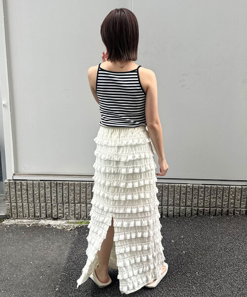 CIAOPANIC（チャオパニック）の「パイピングCPロゴリブタンクトップ（キャミソール・レディース・アイボリー/ブラック/レッド/ホワイト・ONE SIZE）」の15枚目の写真