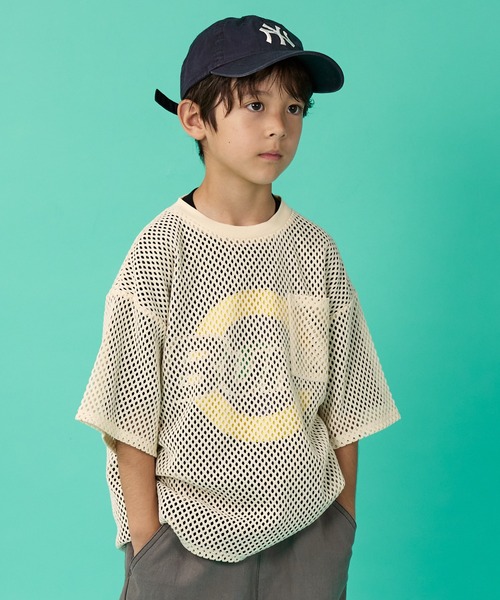 PAIRMANON STREET（ペアマノンストリート）の「【PAIRMANON STREET】半袖 メッシュ トップス Tシャツ（Tシャツ/カットソー・キッズ・オフホワイト/ブラック・110/140/130/160/100/120/150/90）」の5枚目の写真