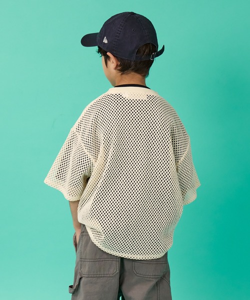 PAIRMANON STREET（ペアマノンストリート）の「【PAIRMANON STREET】半袖 メッシュ トップス Tシャツ（Tシャツ/カットソー・キッズ・オフホワイト/ブラック・110/140/130/160/100/120/150/90）」の7枚目の写真