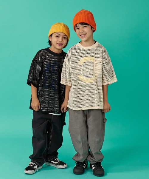 PAIRMANON STREET（ペアマノンストリート）の「【PAIRMANON STREET】半袖 メッシュ トップス Tシャツ（Tシャツ/カットソー・キッズ・オフホワイト/ブラック・110/140/130/160/100/120/150/90）」の10枚目の写真
