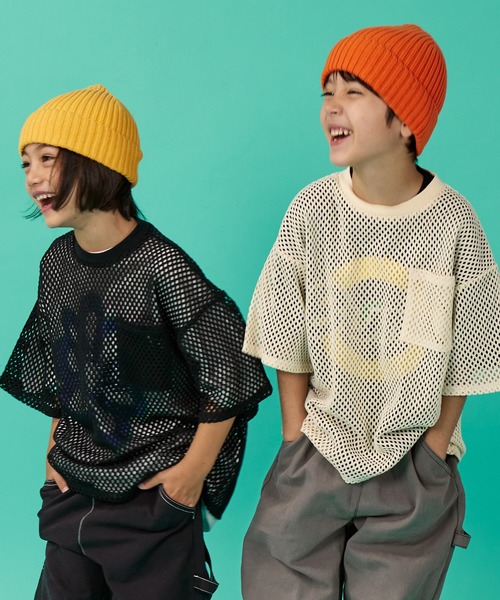 PAIRMANON STREET（ペアマノンストリート）の「【PAIRMANON STREET】半袖 メッシュ トップス Tシャツ（Tシャツ/カットソー・キッズ・オフホワイト/ブラック・110/140/130/160/100/120/150/90）」の3枚目の写真