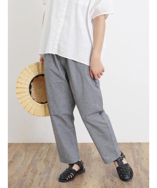 Samansa Mos2（サマンサ モスモス）の「【累計販売枚数19万6千本突破】【Lサイズ WEB限定】【クールコットン/接触冷感】柄アソートテーパードパンツ（その他パンツ・レディース・ブラック/ベージュ/キナリ/チャコールグレー/カーキ・M/L）」の2枚目の写真