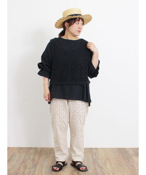 Samansa Mos2（サマンサ モスモス）の「【累計販売枚数19万6千本突破】【Lサイズ WEB限定】【クールコットン/接触冷感】柄アソートテーパードパンツ（その他パンツ・レディース・ブラック/ベージュ/キナリ/チャコールグレー/カーキ・M/L）」の8枚目の写真