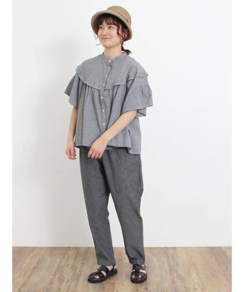 Samansa Mos2（サマンサ モスモス）の「【累計販売枚数19万6千本突破】【Lサイズ WEB限定】【クールコットン/接触冷感】柄アソートテーパードパンツ（その他パンツ・レディース・ブラック/ベージュ/キナリ/チャコールグレー/カーキ・M/L）」の18枚目の写真