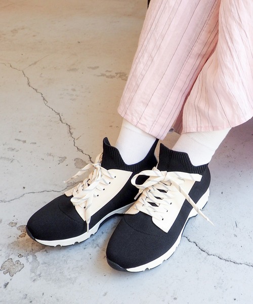 あしながおじさん(アシナガオジサン)の「軽量|ニットスニーカー 7210131(スニーカー・レディース・ブラック×ホワイト/ブラック・M/S/LL/L)」の18枚目の写真