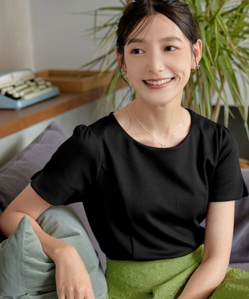 tシャツ 「洗える」パネル切り替えカットソー レディース osharewalker カットソー レディース Tシャツ トップス 五分袖