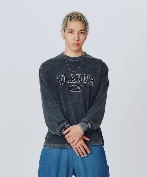 XLARGE(エクストララージ)の「OVERDYED COLLEGE LOGO L/S TEE(Tシャツ/カットソー・メンズ・ブラック/ネイビー/グリーン・S/M/L/XL)」の10枚目の写真