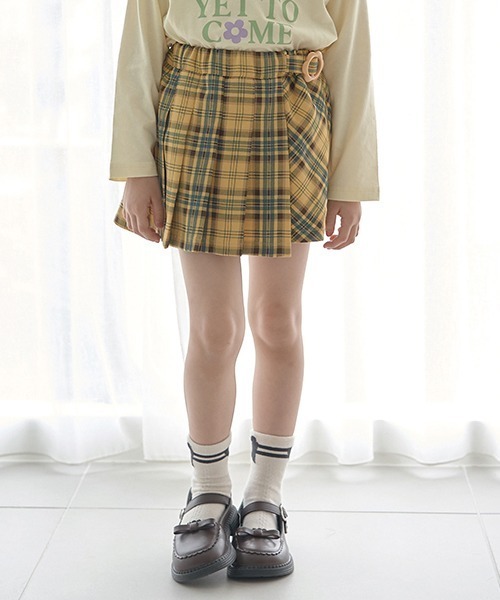 Lycee mine（リセマイン）の「チェックプリーツスカート(インパン付き)（スカート・キッズ・マスタード/インディゴブルー/ベージュ/ブラック/モスグリーン・140cm/120cm/150cm/130cm/110cm/100cm）」の5枚目の写真
