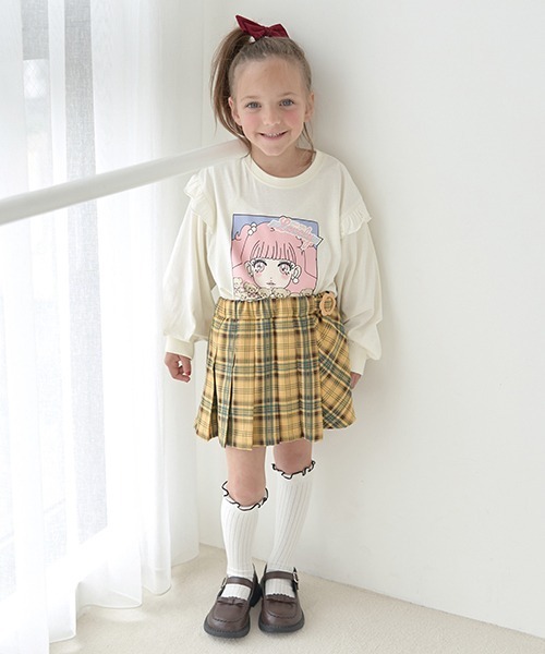 Lycee mine（リセマイン）の「チェックプリーツスカート(インパン付き)（スカート・キッズ・マスタード/インディゴブルー/ベージュ/ブラック/モスグリーン・140cm/120cm/150cm/130cm/110cm/100cm）」の15枚目の写真