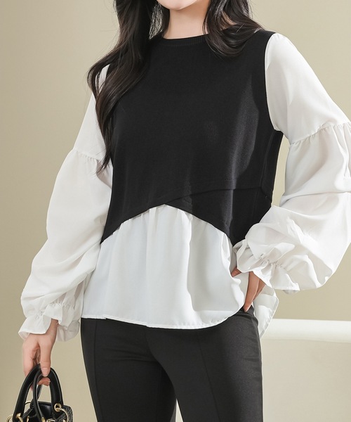 ブラウス シャツ レースレイヤードブラウス レディース Lace Ladies ブラウス シャツ レース レイヤードタック