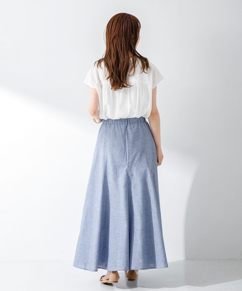 URBAN RESEARCH Sonny Label（アーバンリサーチサニーレーベル）の「『UR TECH 高機能リネン』リネン混マーメイドフレアスカート（スカート・レディース・ブラウン/ブルー/チェック・36/38）」の19枚目の写真