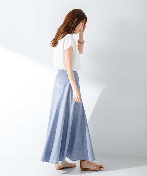 URBAN RESEARCH Sonny Label（アーバンリサーチサニーレーベル）の「『UR TECH 高機能リネン』リネン混マーメイドフレアスカート（スカート・レディース・ブラウン/ブルー/チェック・36/38）」の18枚目の写真