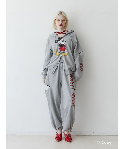 jouetie（ジュエティ）の「【ミッキー＆ミニー】ロゴスリットスウェットパンツ【セットアップ対応】（スウェットパンツ・レディース・ピンク/グレー・MEDIUM）」の7枚目の写真