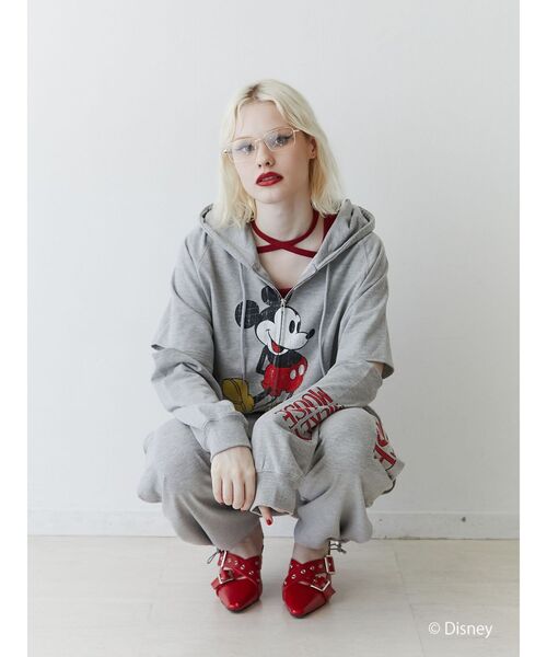 jouetie（ジュエティ）の「【ミッキー＆ミニー】ロゴスリットスウェットパンツ【セットアップ対応】（スウェットパンツ・レディース・ピンク/グレー・MEDIUM）」の9枚目の写真