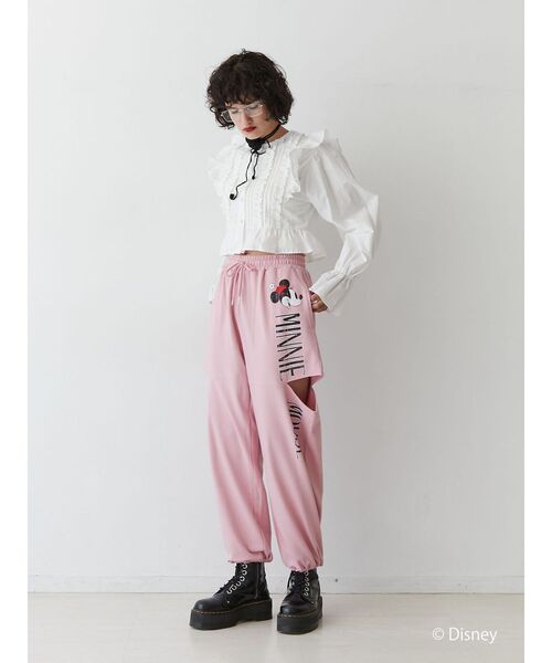jouetie（ジュエティ）の「【ミッキー＆ミニー】ロゴスリットスウェットパンツ【セットアップ対応】（スウェットパンツ・レディース・ピンク/グレー・MEDIUM）」の13枚目の写真