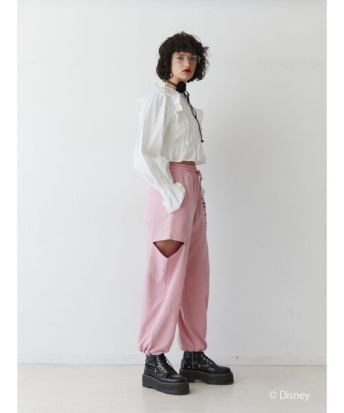 jouetie（ジュエティ）の「【ミッキー＆ミニー】ロゴスリットスウェットパンツ【セットアップ対応】（スウェットパンツ・レディース・ピンク/グレー・MEDIUM）」の14枚目の写真