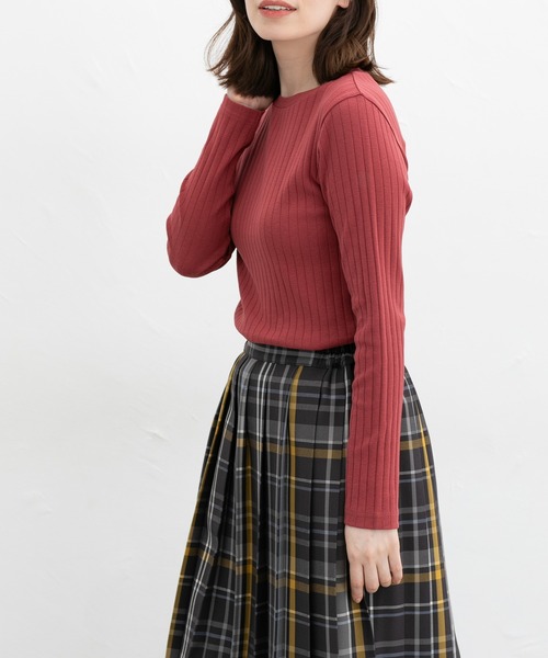 Honeys(ハニーズ)の「ボートネックTシャツ(Tシャツ/カットソー・レディース・ネイビー/レッド/ブラウン/オフホワイト/ブラック/ブルーグリーン/グレイッシュベージュ・S/M/L/LL)」の15枚目の写真