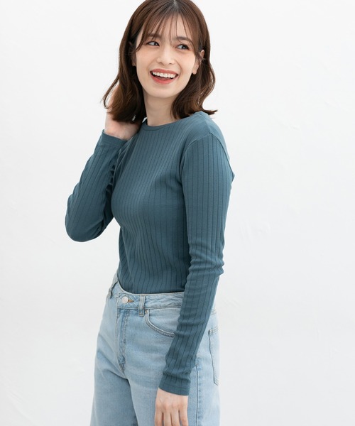 Honeys(ハニーズ)の「ボートネックTシャツ(Tシャツ/カットソー・レディース・ネイビー/レッド/ブラウン/オフホワイト/ブラック/ブルーグリーン/グレイッシュベージュ・S/M/L/LL)」の19枚目の写真