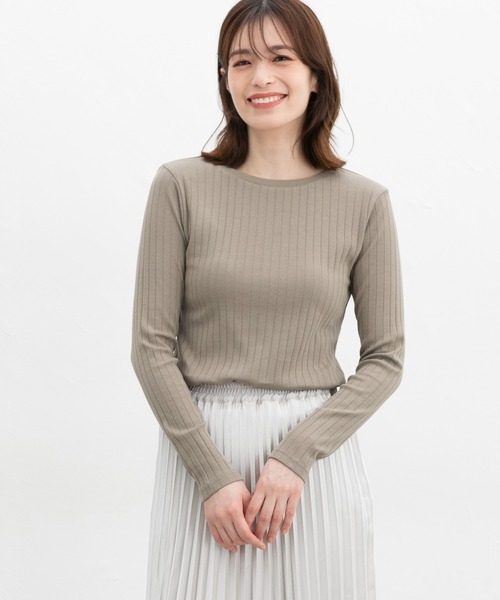 Honeys(ハニーズ)の「ボートネックTシャツ(Tシャツ/カットソー・レディース・ネイビー/レッド/ブラウン/オフホワイト/ブラック/ブルーグリーン/グレイッシュベージュ・S/M/L/LL)」の21枚目の写真