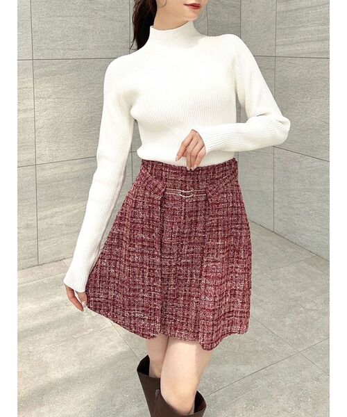 RESEXXY（リゼクシー）の「ツイードミニスカート【セットアップ着用可能】（スカート・レディース・グレー/ブラック/レッド・FREE）」の3枚目の写真